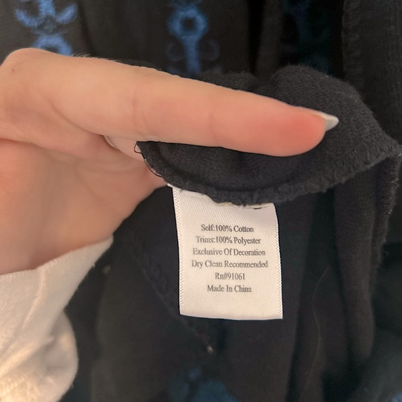 JOHNNY WAS - Biya Embroidered Kimono Blue/Black - Picture 7 of 8